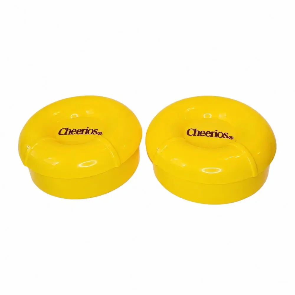 Cheerios Tot Yellow Plastic Snack Containers Flip-Top Lids Set of 2